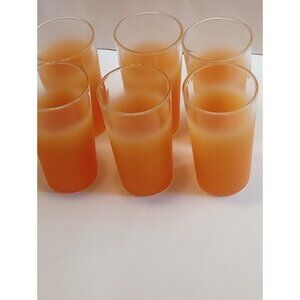 Vtg West Virginia Glass Blendo Frosted Tumblers 5" Orange ~ Set of 6